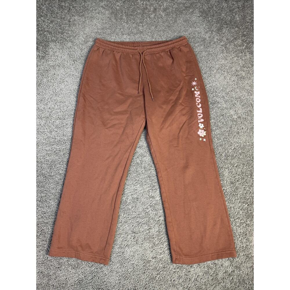 Volcom Pants Womens L Brown Sweatpants Fleece Lined Elastic Drawstring 27.5in